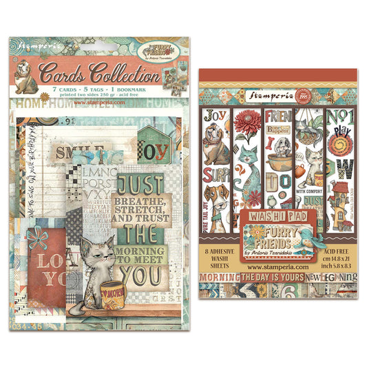 Stamperia Furry Friends Washi & Cards Bundle