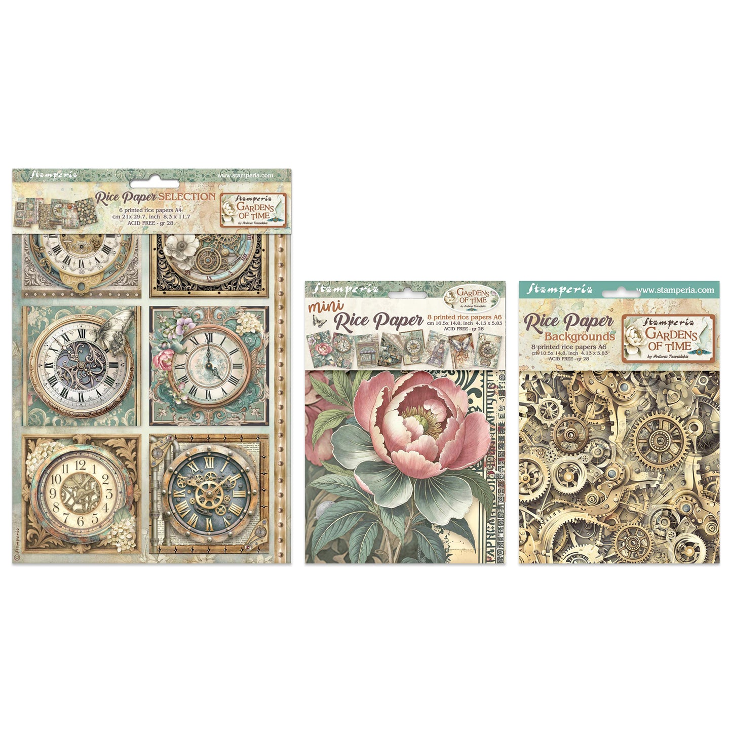 Stamperia Gardens of Time Rice Paper Bundle