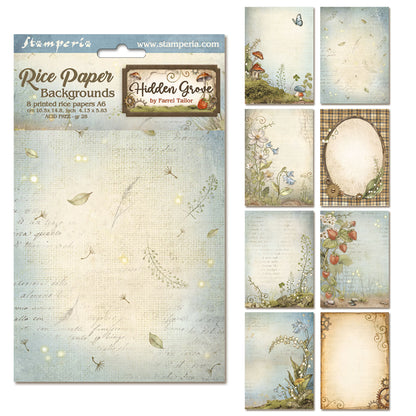 Stamperia Hidden Grove A6 Rice Paper Backgrounds (8pcs)