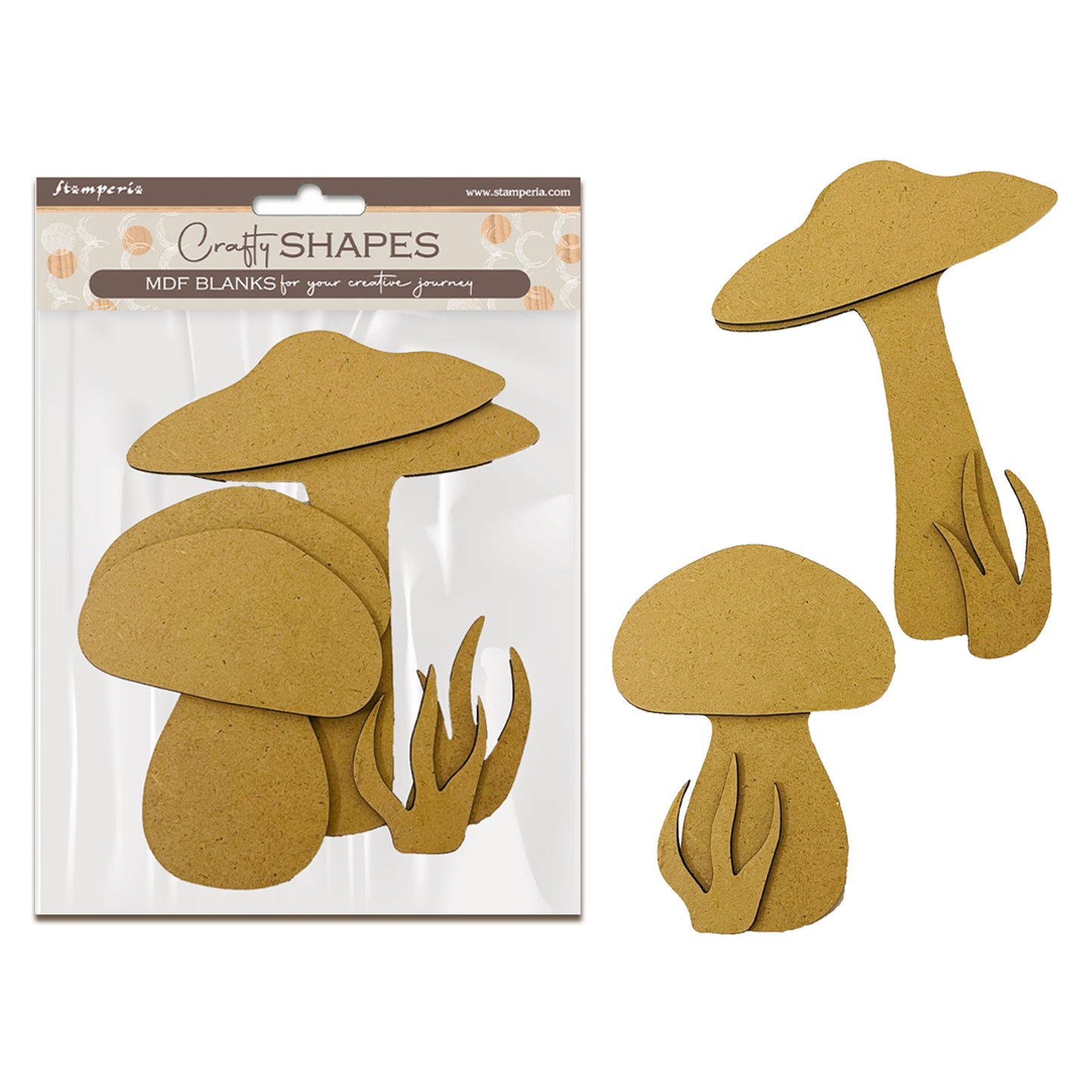 Stamperia Hidden Grove MDF Crafty Shapes Blanks Mushrooms (6pcs)