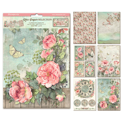 Stamperia House of Roses A4 Rice Paper Bundle (6pcs)