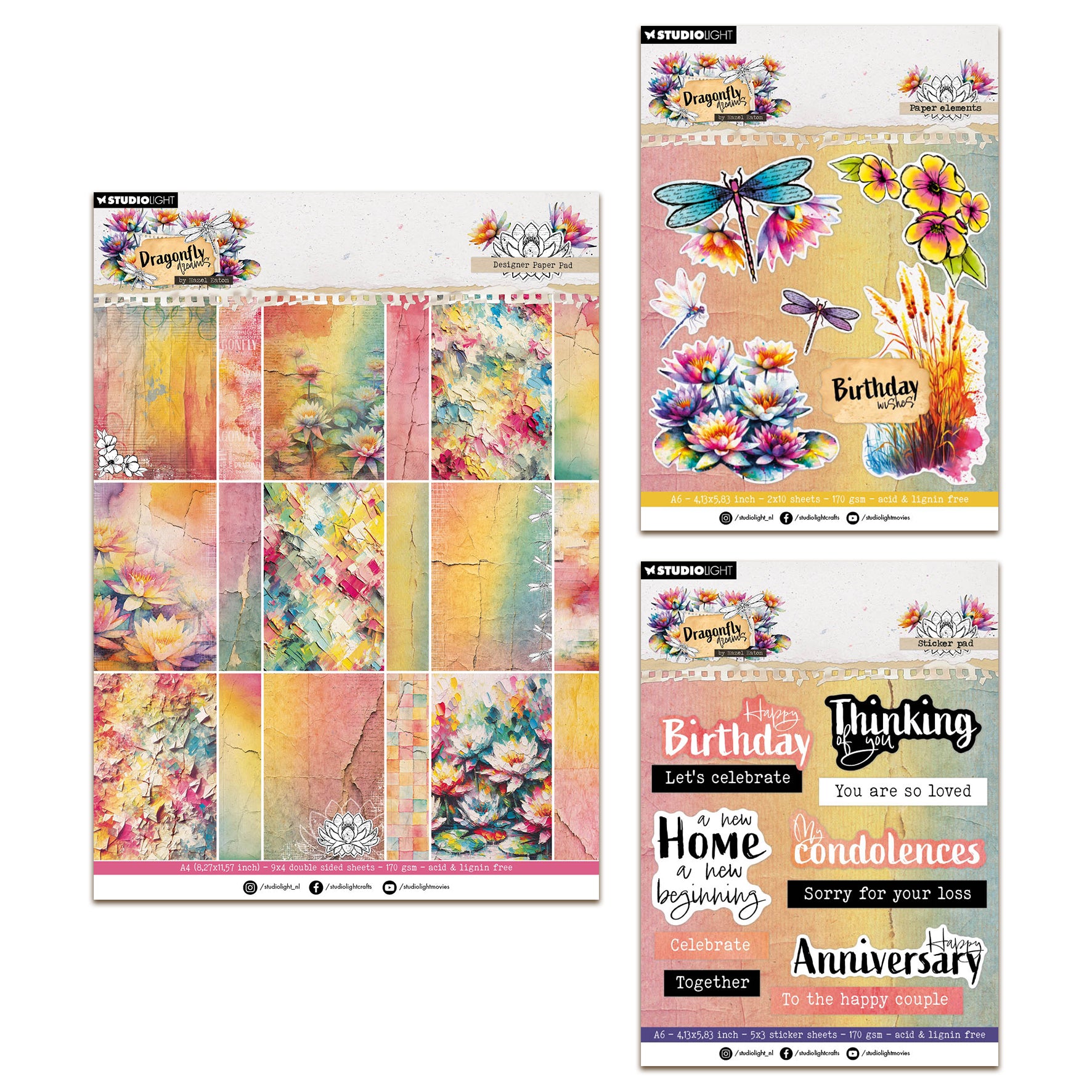 Studio Light Hazel Eaton Dragonfly Dreams - Paper, Die Cut & Sticker B ...