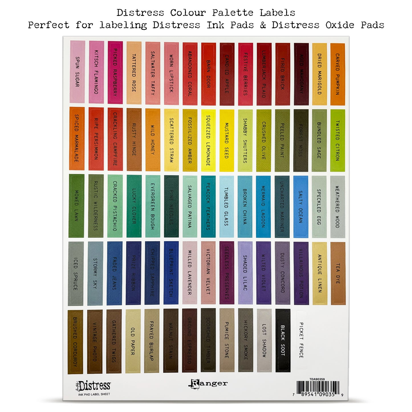 Ranger Tim Holtz Distress® Ink Pad Label Sheet- Black Printing