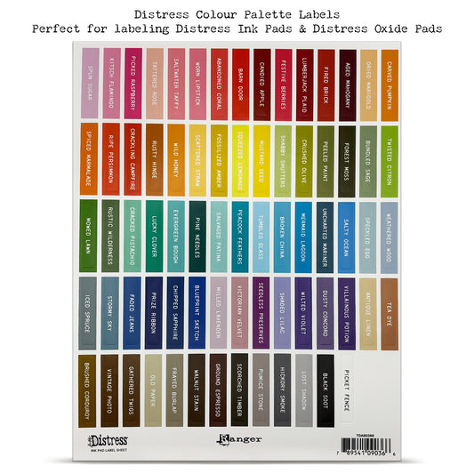 Ranger Tim Holtz Distress® Ink Pad Label Sheet- White Printing