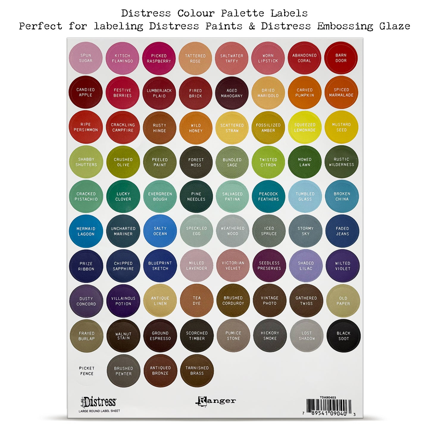 Ranger Tim Holtz Distress®Large Round Label Sheet- White Printing
