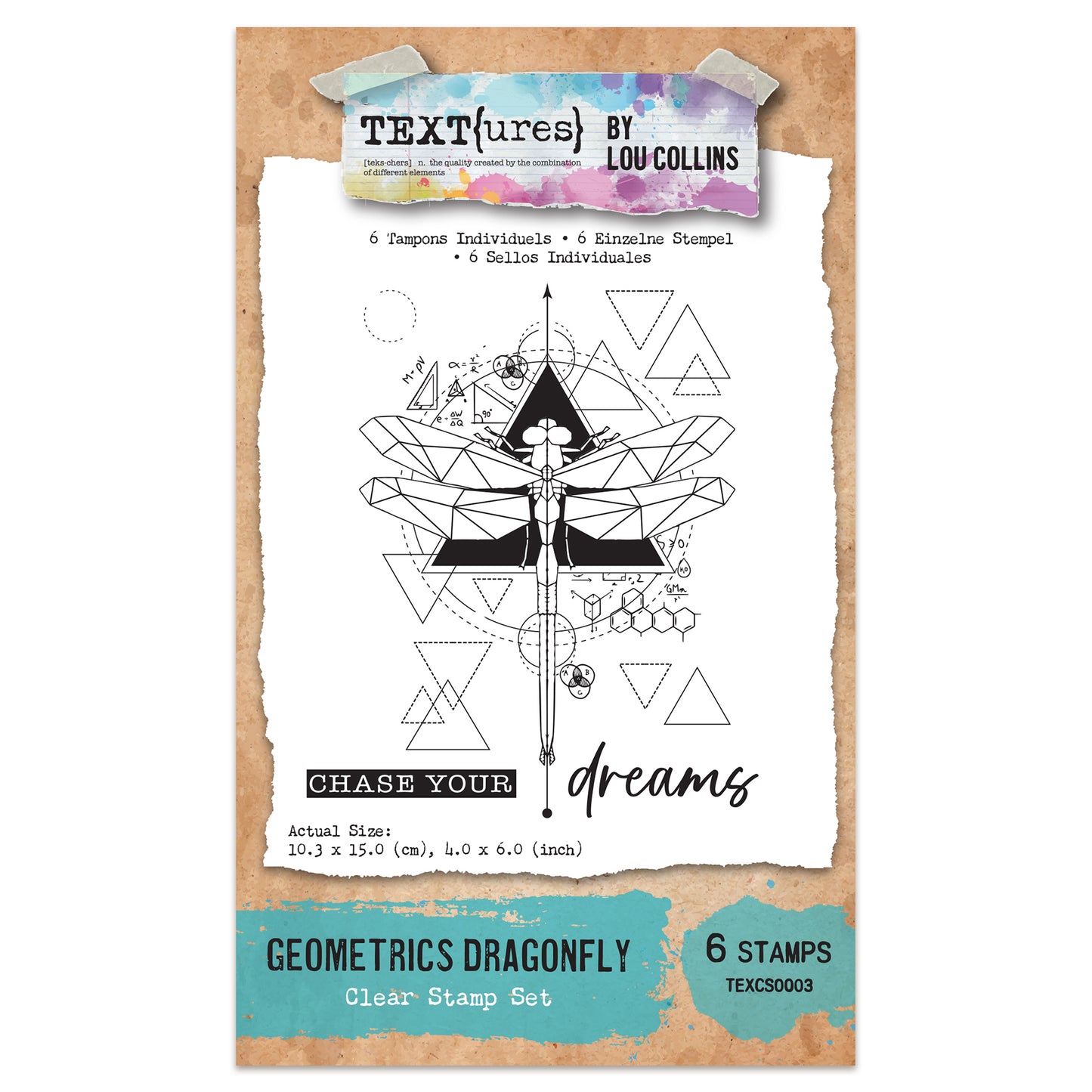 TEXT{ures} Geometrics Dragonfly 4in x 6in Clear Stamp Set