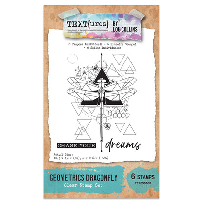 TEXT{ures} Geometrics Dragonfly 4in x 6in Clear Stamp Set