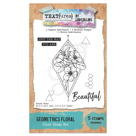 TEXT{ures} Geometrics Floral 4in x 6in Clear Stamp Set