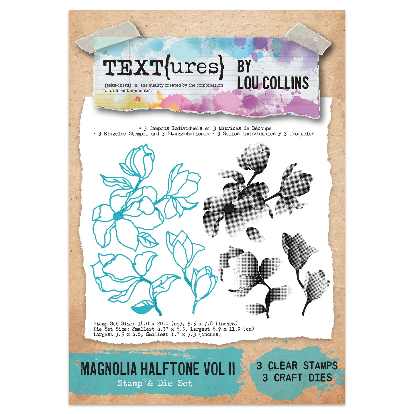 TEXT{ures} Magnolia Halftone Vol II Stamp & Die Set