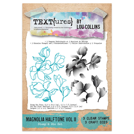TEXT{ures} Magnolia Halftone Vol II Stamp & Die Set