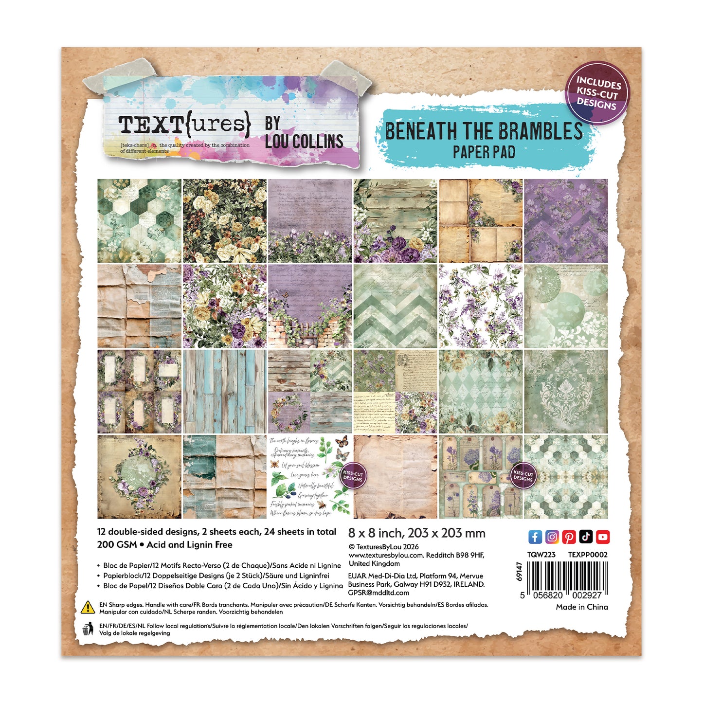 TEXT{ures} Beneath the Brambles 8in x 8in Paper Pad