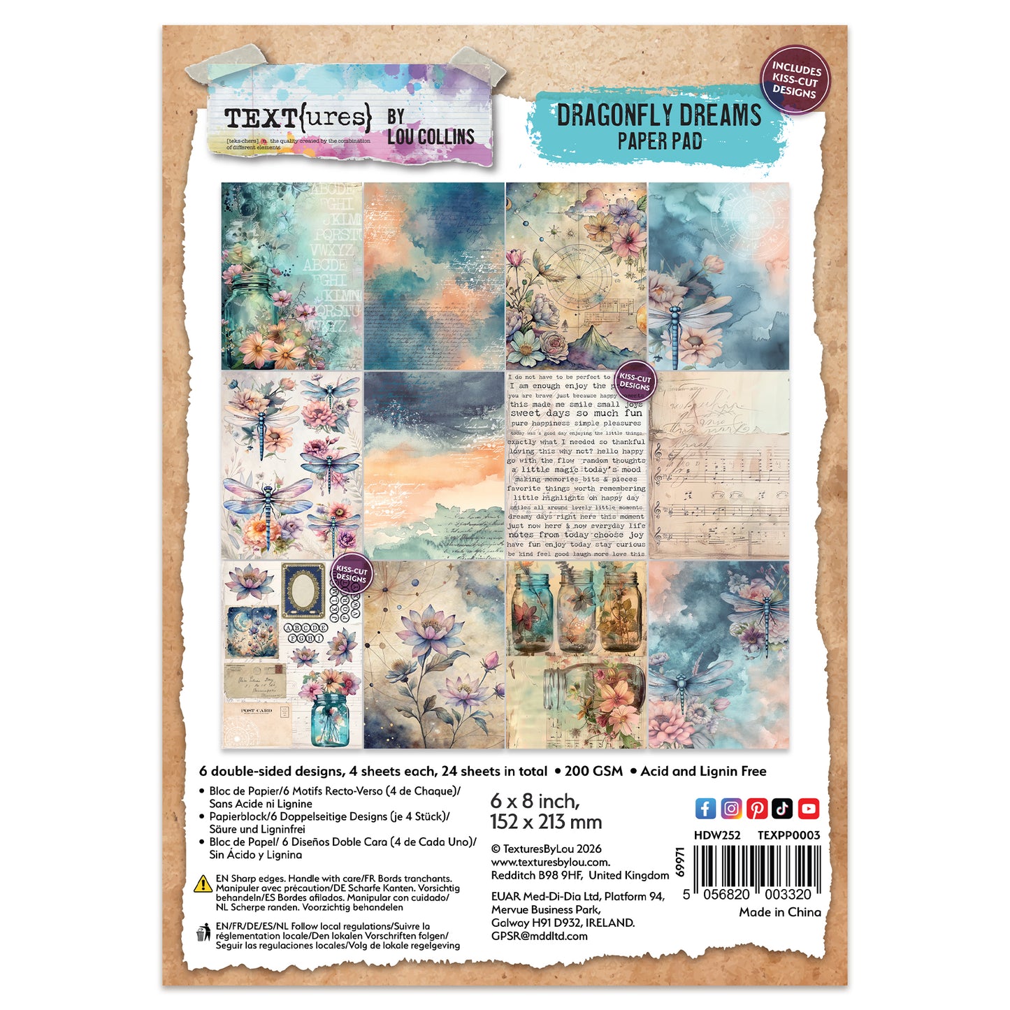 TEXT{ures} Dragonfly Dreams 6in x 8in Paper Pad