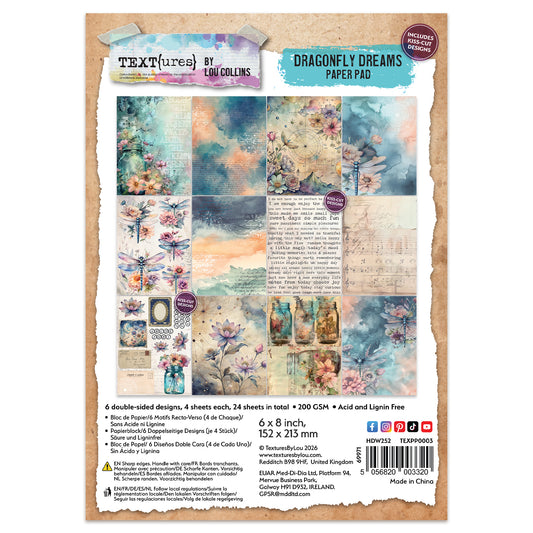 TEXT{ures} Dragonfly Dreams 6in x 8in Paper Pad