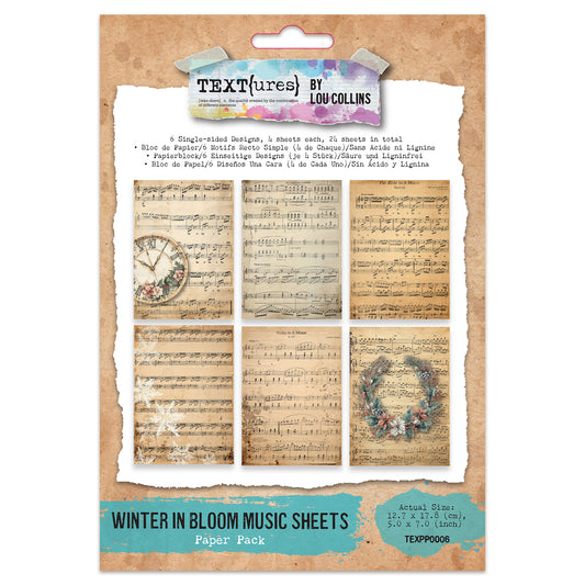 TEXT{ures} Winter in Bloom Music Sheets 5in x 7in Paper Pack