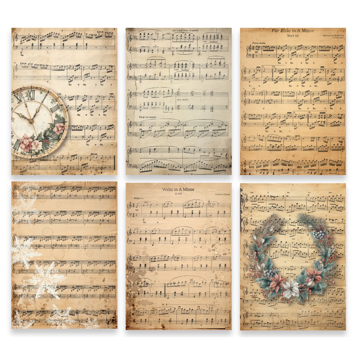 TEXT{ures} Winter in Bloom Music Sheets 5in x 7in Paper Pack