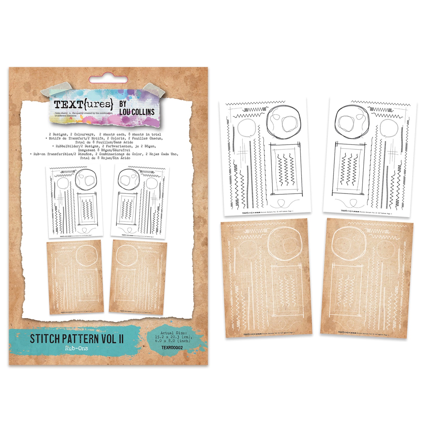 TEXT{ures} Stitch Pattern Vol II 6in x 8in Rub-On Transfer Set