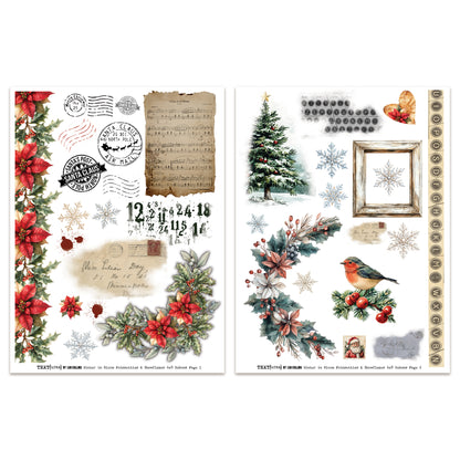 TEXT{ures} Winter in Bloom Poinsettias & Snowflakes 6in x 8in Rub-On Transfer Set