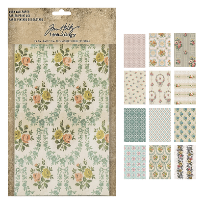 Idea-ology Tim Holtz Worn Wallpaper 5"X8" - 24 Pieces