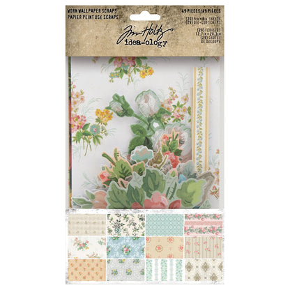 Idea-ology Tim Holtz Worn Wallpaper Scraps - 49 Pcs