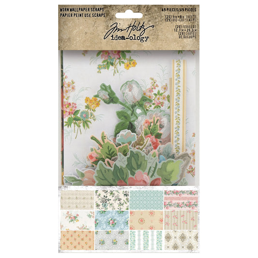 Idea-ology Tim Holtz Worn Wallpaper Scraps - 49 Pcs