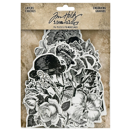 Idea-ology Tim Holtz Layers Die-Cuts 76 Pcs - Engraving