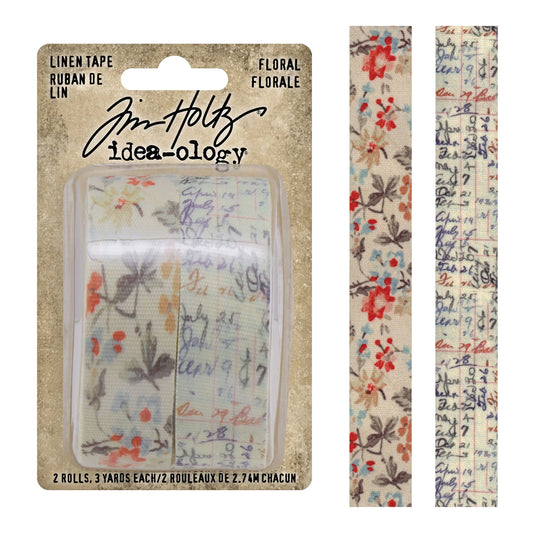 Idea-ology Tim Holtz Linen Tape 1"X3yd 2 Pcs -Floral
