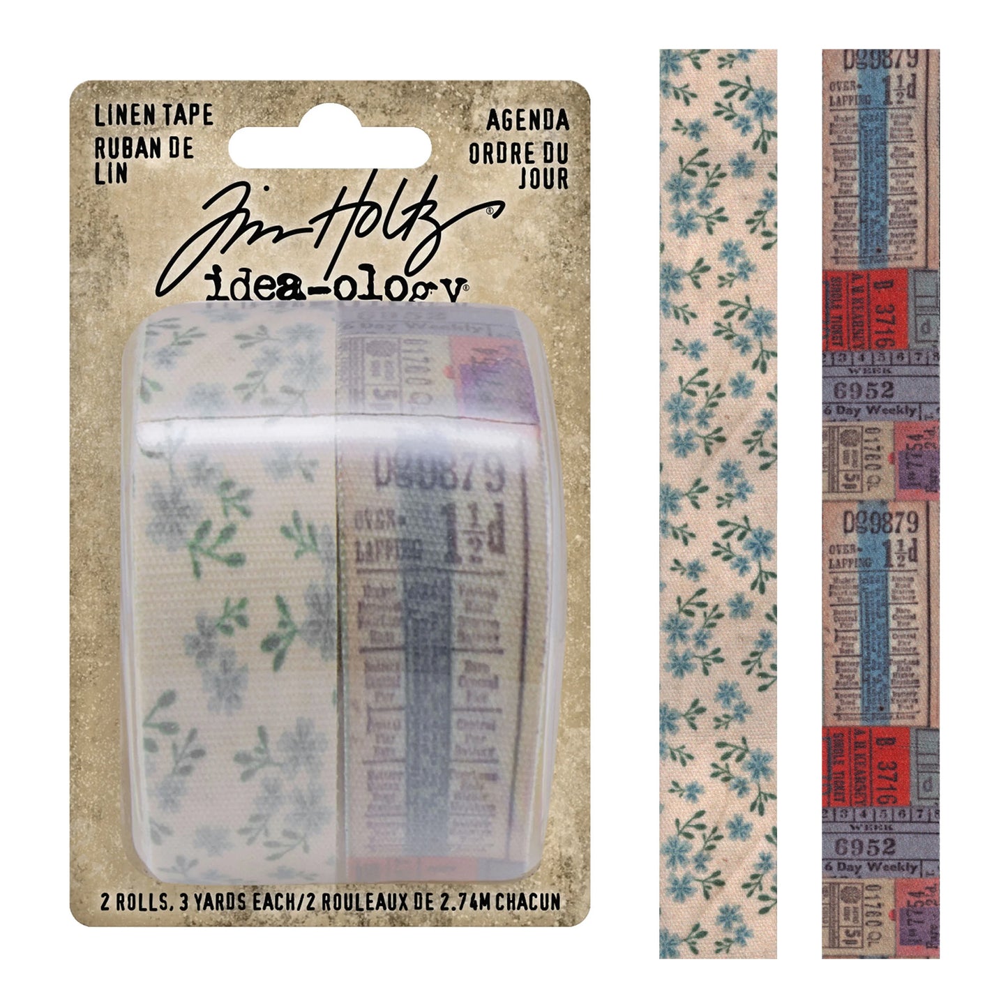 Idea-ology Tim Holtz Linen Tape 1"X3yd 2 Pcs - Agenda