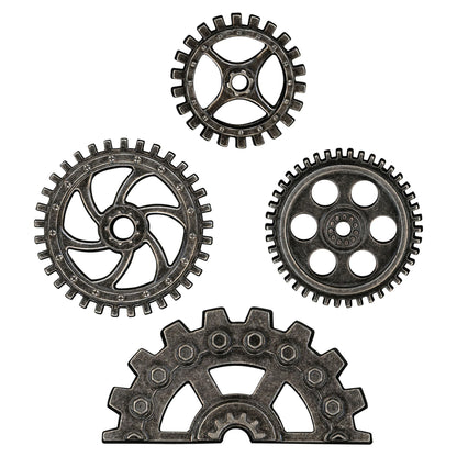 Idea-ology Tim Holtz Metal Industrial Gears 1.5" To 3" 4 Pcs - Antique Nickel