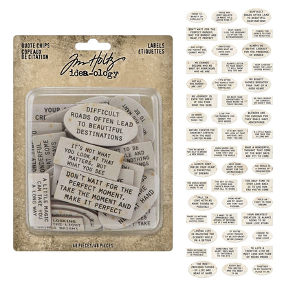 Idea-ology Tim Holtz Chipboard Quote Chips 48 Pcs - Labels
