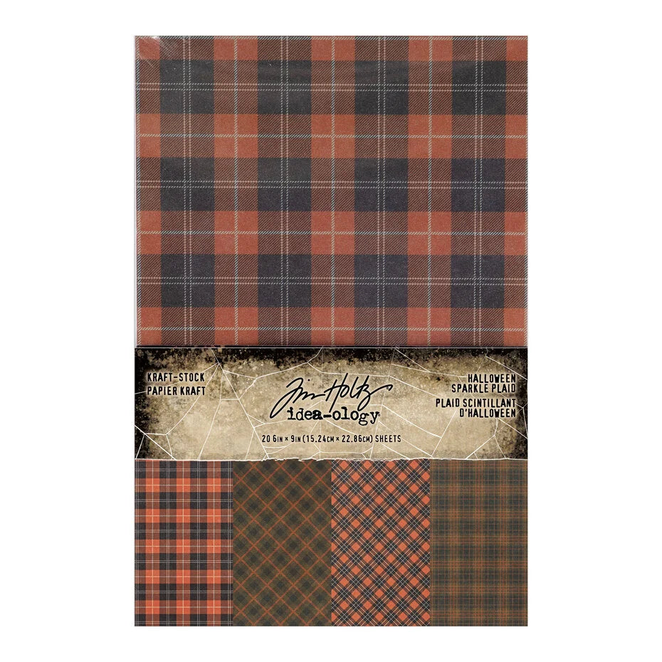 Idea-ology Tim Holtz Halloween Kraft-stock Halloween Sparkle Plaid