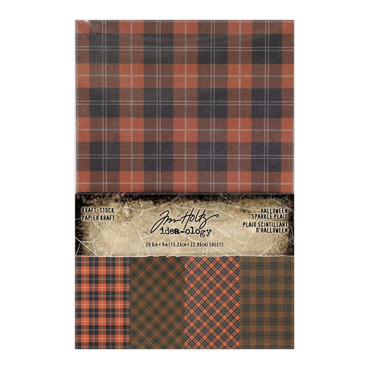 Idea-ology Tim Holtz Halloween Kraft-stock Halloween Sparkle Plaid