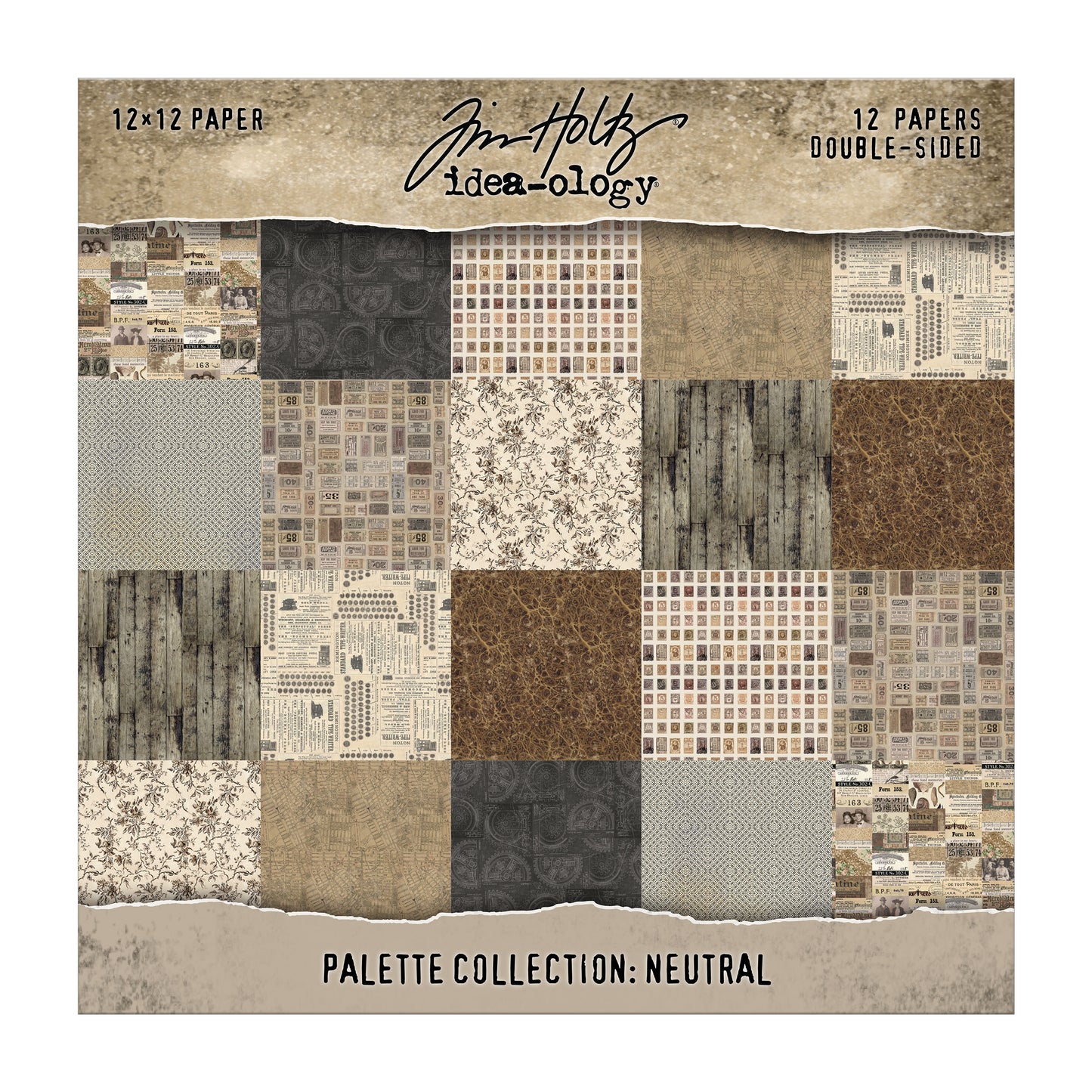 Tim Holtz idea-ology 12x12 Palette Paper Collection: Neutral Preorder*