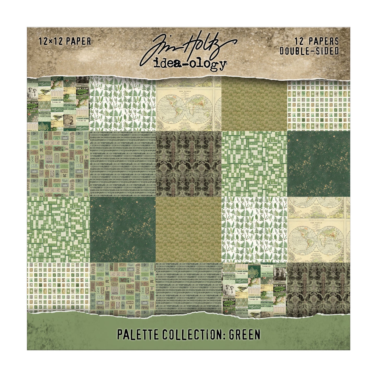 Tim Holtz idea-ology 12x12 Palette Paper Collection: Green Preorder*