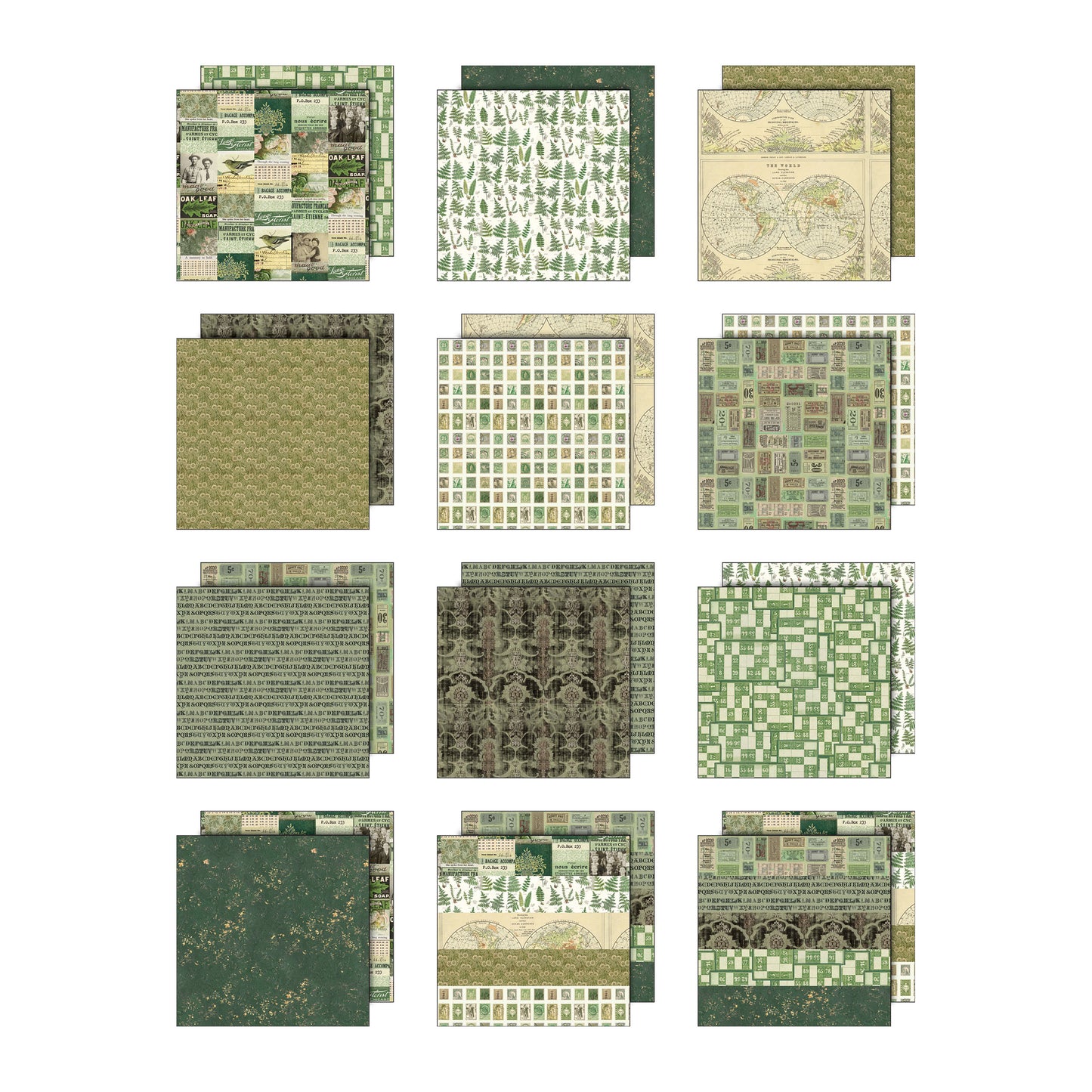 Tim Holtz idea-ology 12x12 Palette Paper Collection: Green Preorder*