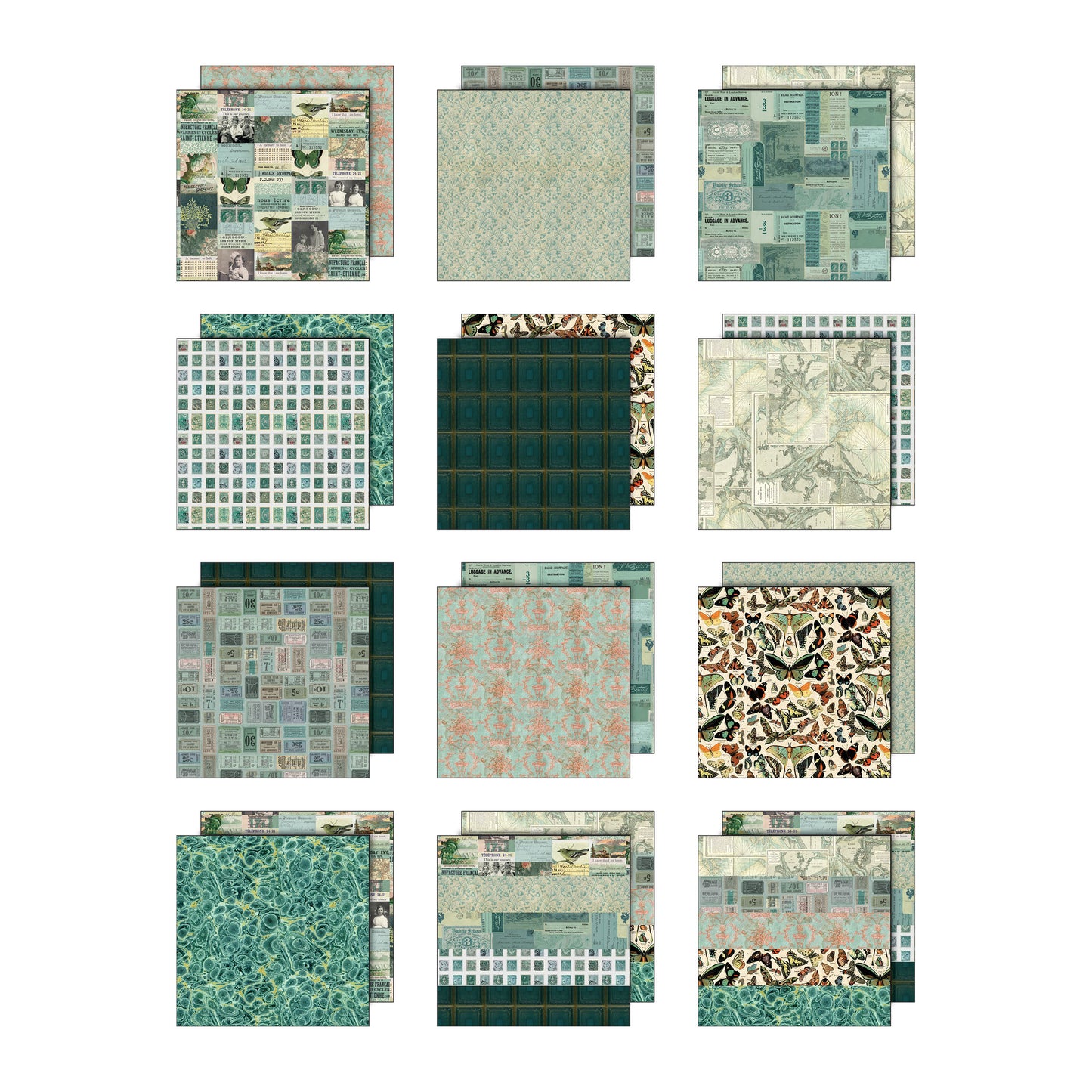 Tim Holtz idea-ology 12x12 Palette Paper Collection: Teal