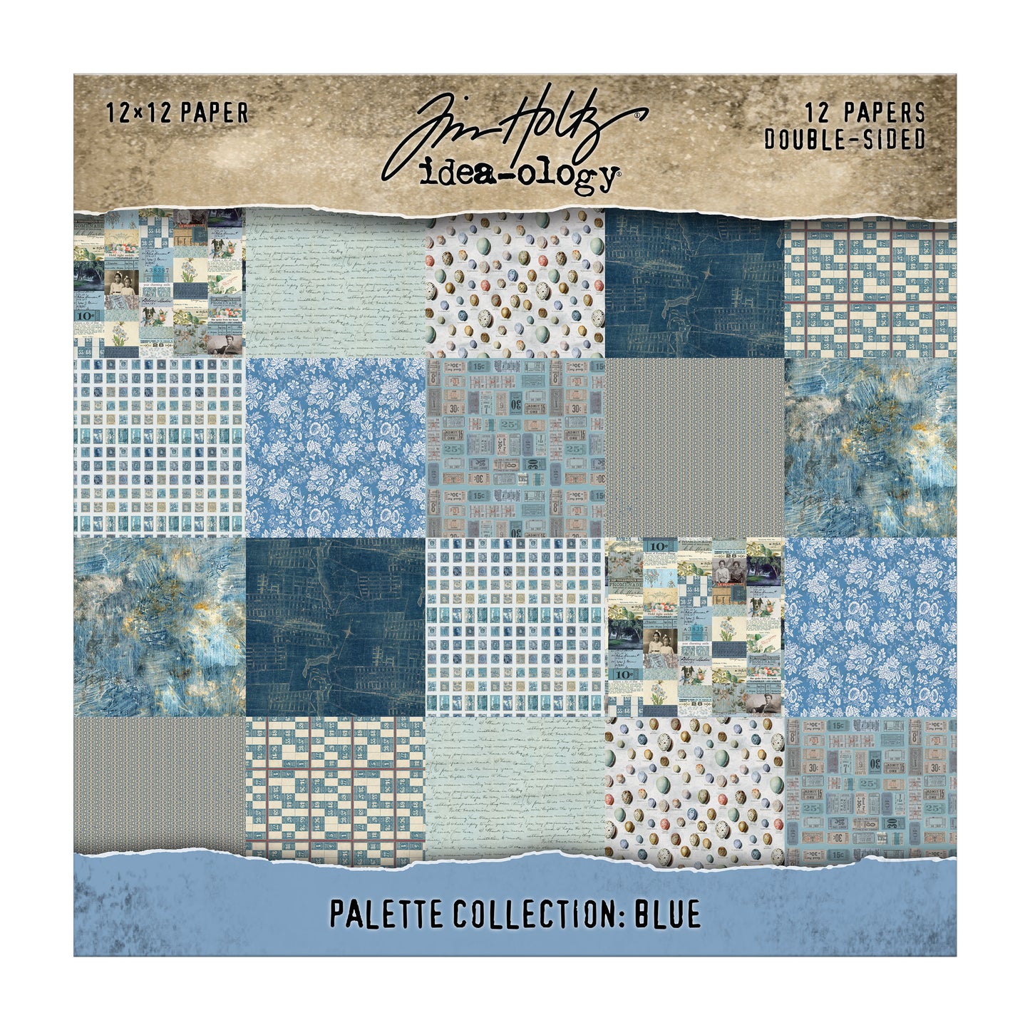 Tim Holtz idea-ology 12x12 Palette Paper Collection: Blue