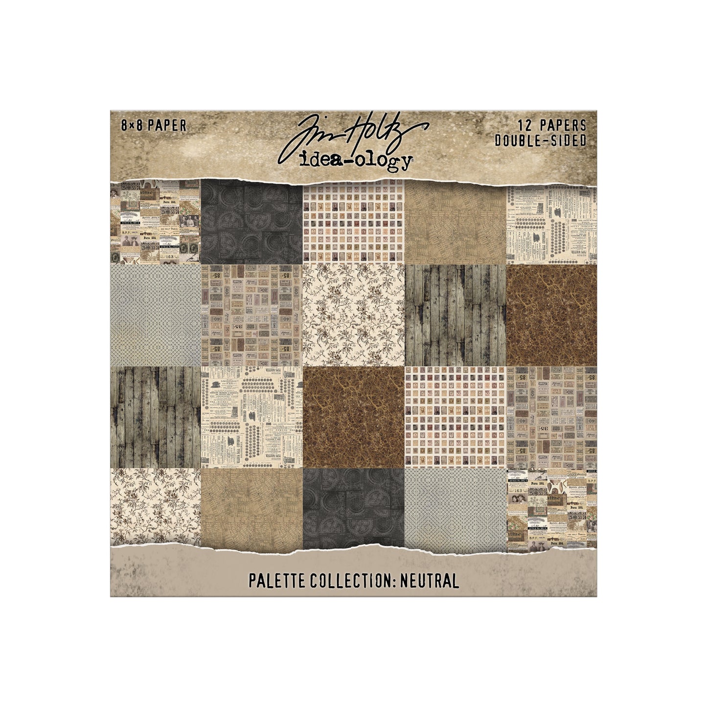 Tim Holtz idea-ology 8 x 8 Palette Paper Collection: Neutral Preorder*
