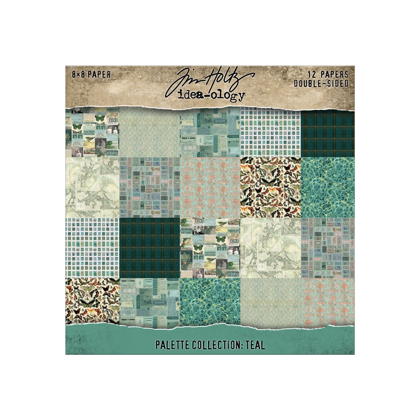 Tim Holtz idea-ology 8 x 8 Palette Paper Collection: Teal