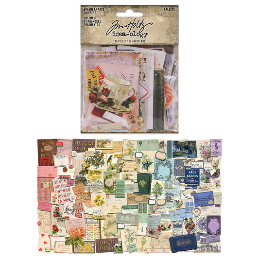 Idea-ology Tim Holtz Ephemera Palette Snippets Pack (135pcs) Preorder*
