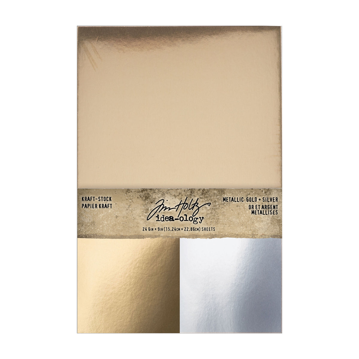 Tim Holtz Idea-ology Christmas Kraft Stock Metallic Gold + Silver ~ Ship from 5th Oct