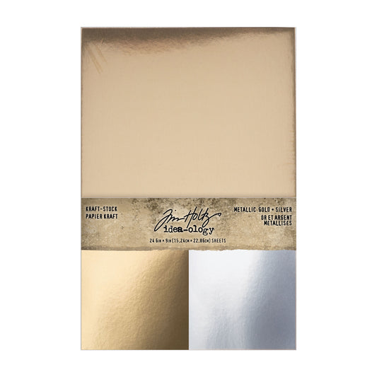 Tim Holtz Idea-ology Christmas Kraft Stock Metallic Gold + Silver ~ Ship from 5th Oct