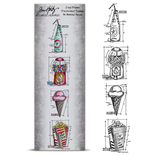 Stampers Anonymous Treats Mini Tim Holtz Blueprint Strip Stamps
