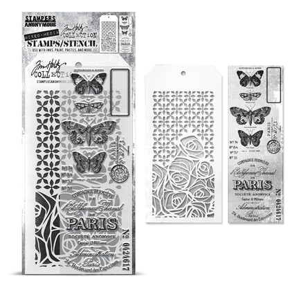 Stampers Anonymous Media #20 Tim Holtz Clear Stamp and Stencil