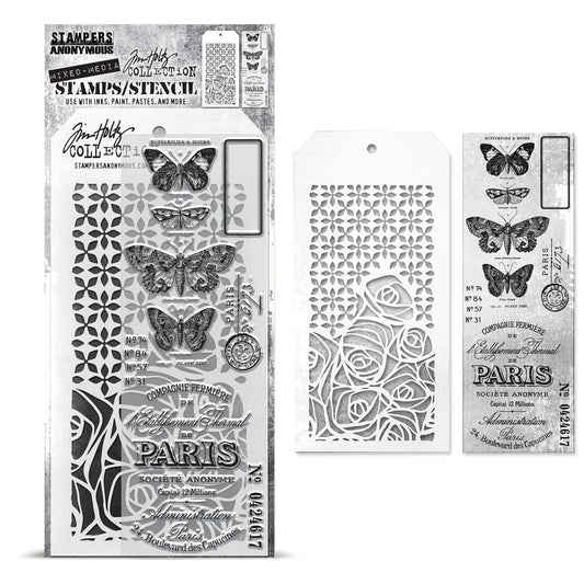 Stampers Anonymous Media #20 Tim Holtz Clear Stamp and Stencil