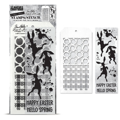 Stampers Anonymous Bunny Hop Tim Holtz Clear Stamp and Stencil