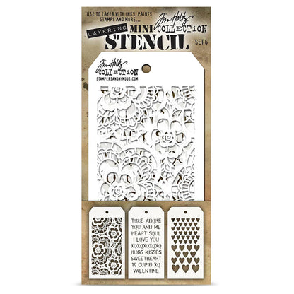Stampers Anonymous Set #6 Tim Holtz Layering Mini Stencil (3pcs)