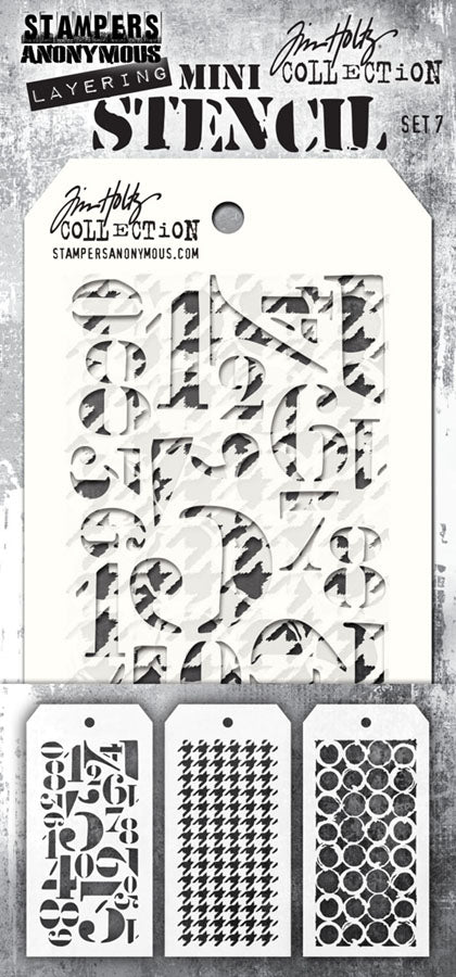 Stampers Anonymous Set #7 Tim Holtz Layering Mini Stencil (3pcs) - Ships from 14th July