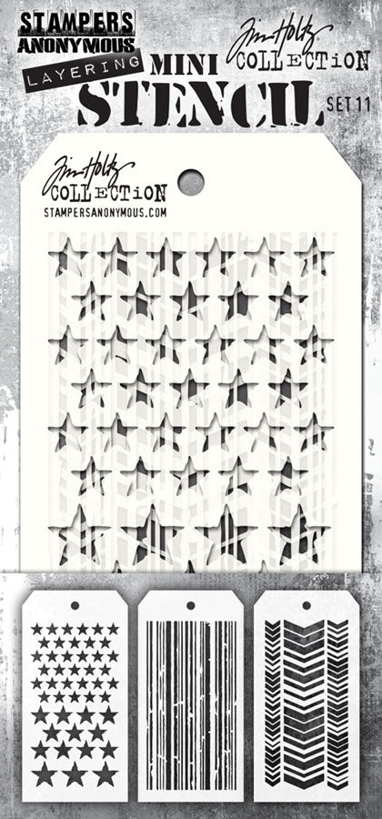 Stampers Anonymous Set #11 Tim Holtz Layering Mini Stencil (3pcs) - Ships from 14th July