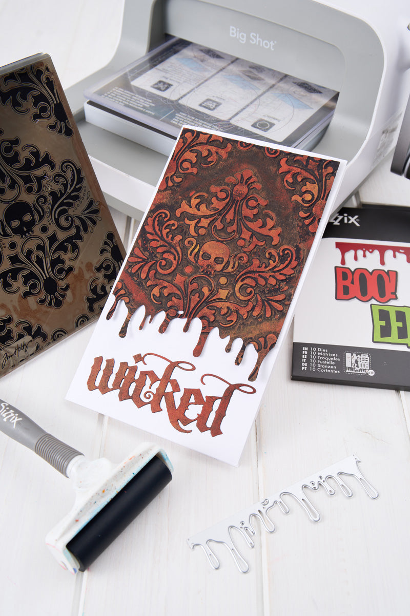 Sizzix Multi-Level Texture Fades A6 Embossing Folder by Tim Holtz Vault Skull