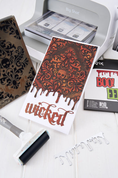Sizzix Multi-Level Texture Fades A6 Embossing Folder by Tim Holtz Vault Skull